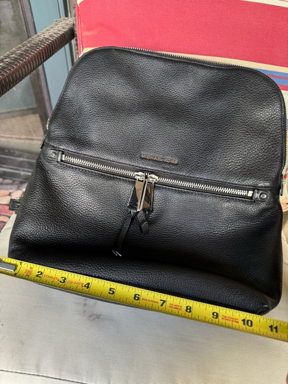 Michael Kors Black Pebbled Leather Backpack with Silver Hardware - Picture 5 of 13